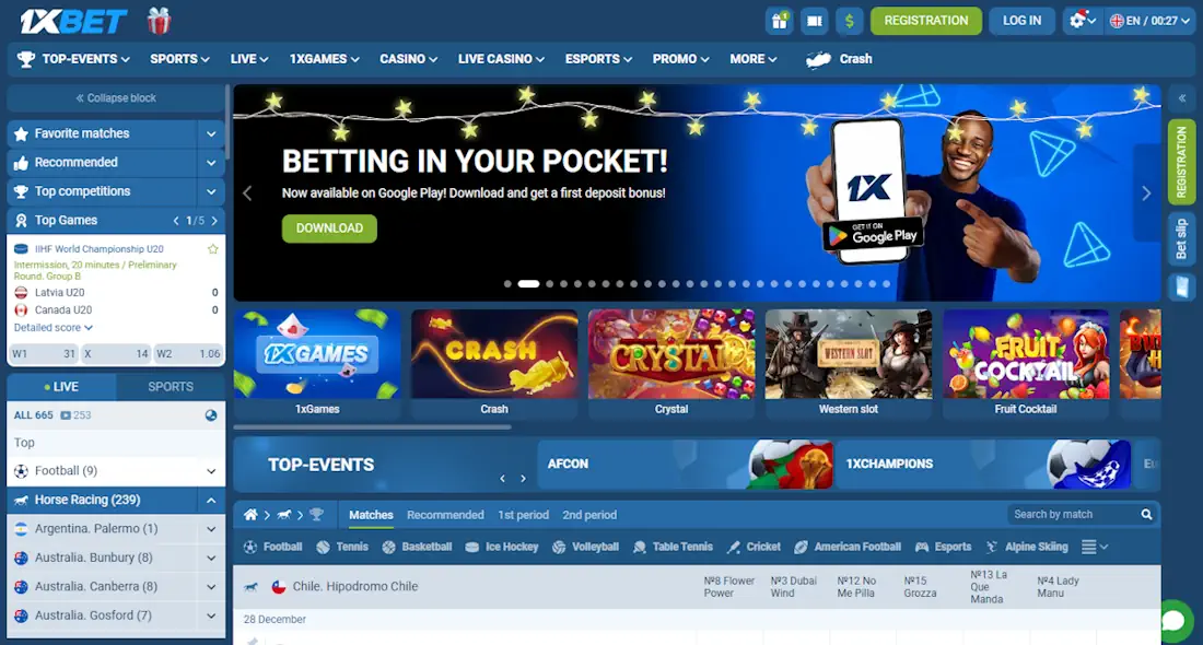 1xBet Sportsbook and Casino Screenshot